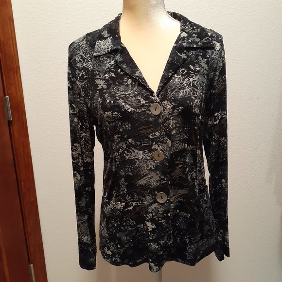 Chico’s Travelers Twilight Shadows Gwendolyn Jacket Size 1 (Medium 8) - Picture 1 of 6